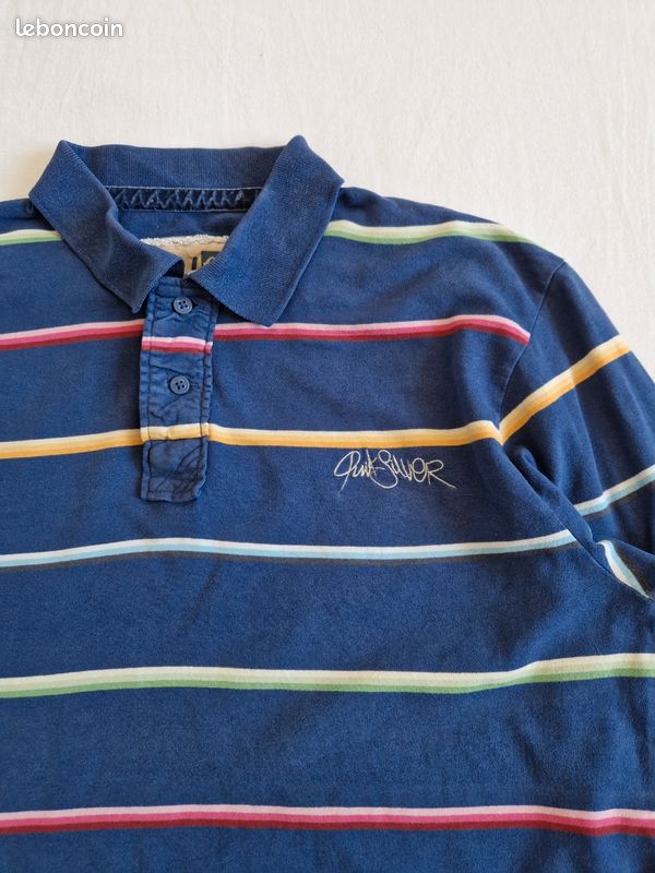 T-shirt Homme Marks And Spencer – Taille L, Rayé Multicolore, Coton 100%, Occasion