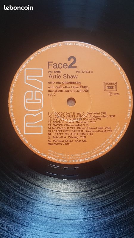 Vinyle 33 Tr Artie Shaw and his orchestra (image 4)
