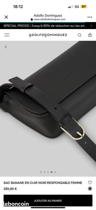 Sac en cuir neuf Adolfo Dominguez (image 2)
