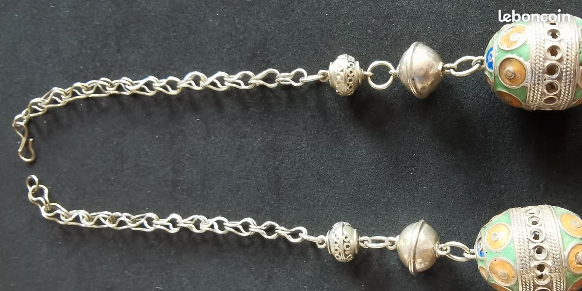 Ancien collier Berbère Tiznit Maroc Maghreb Email (image 7)