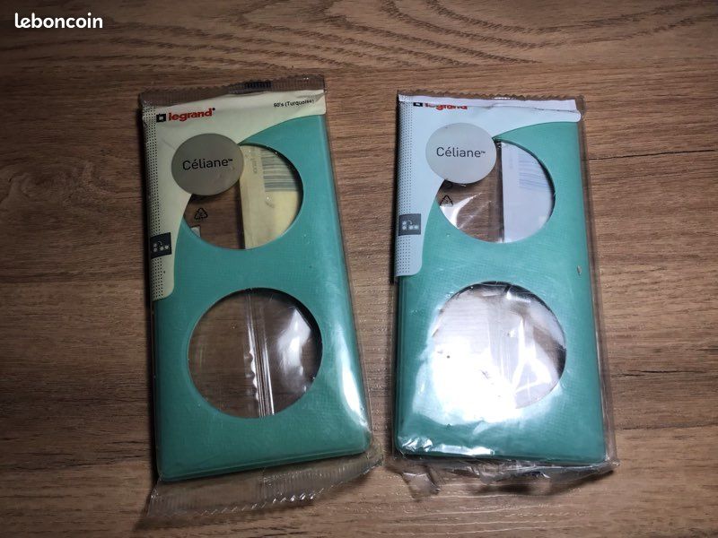 Plaque Double Legrand Céliane – Couleur Turquoise, Modèle 66642 Ou 98865