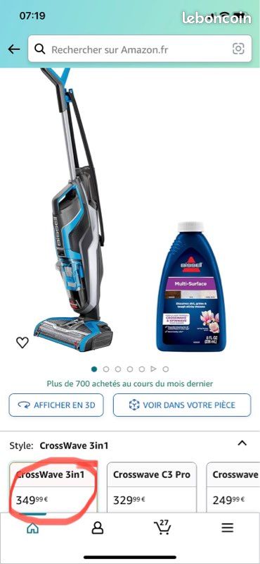 Aspirateur serpillère eau et poussière 3en1 BISSELL CrossWave (image 4)