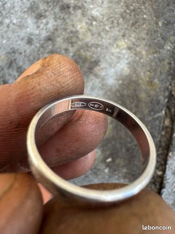 Bague Ancienne En Argent Massif 925 - Jonc Alliance Créateur Toi Et Moi Taille 53