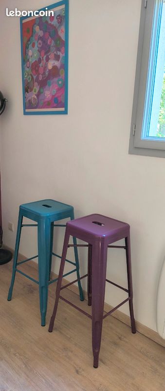 2 tabourets de bar hauts style industriel (image 2)