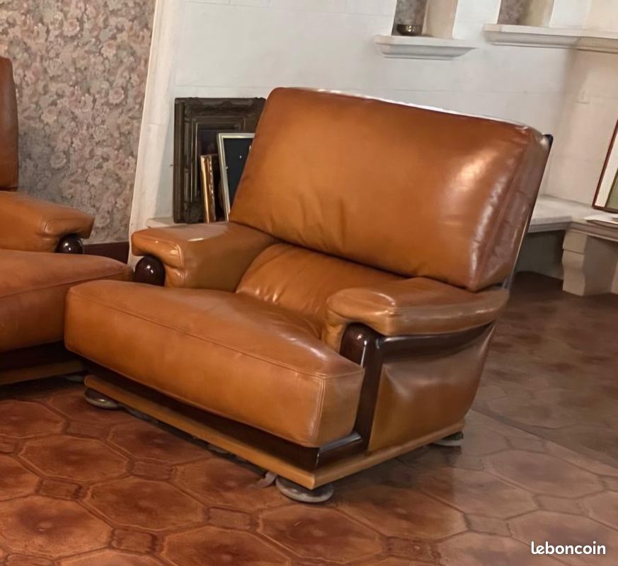 Fauteuils et canapé cuir style Roche et bobois (image 3)