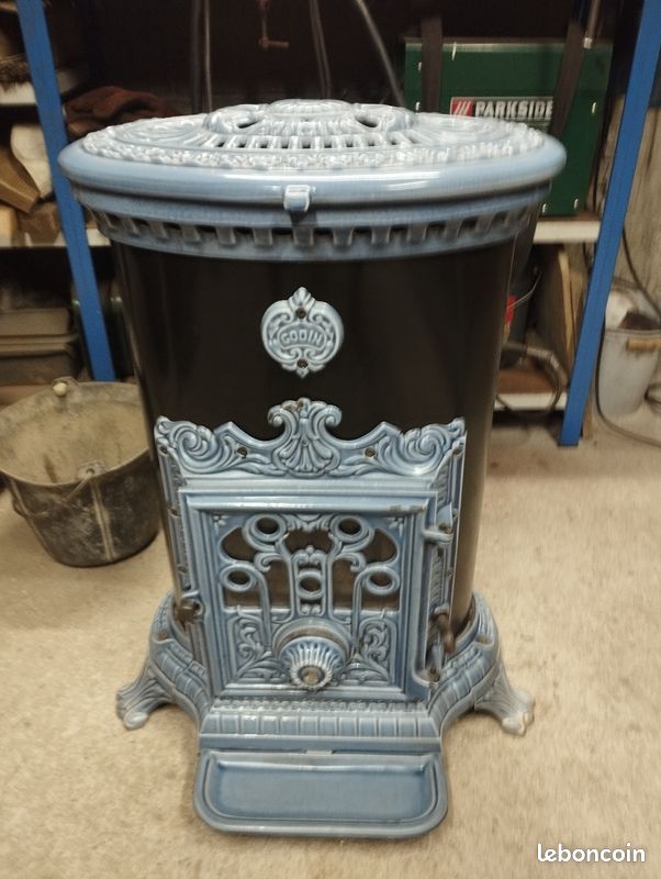 CHAPITEAU ÉMAILLÉ BRUN majolique POÊLE A BOIS GODIN pour les Modèles 3720 A EUR 28,00 - FR