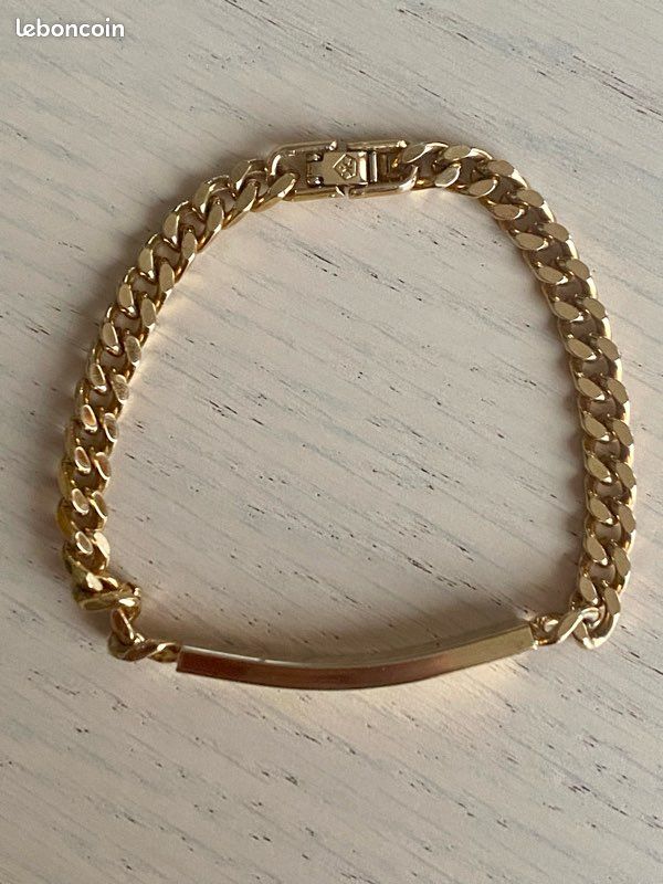 Bracelet Gourmette Plaqué Or 18 Carats - Longueur 18 Ou 19 Cm, Largeur 9 Mm, Imperméable, Sans Nickel, Fait Main