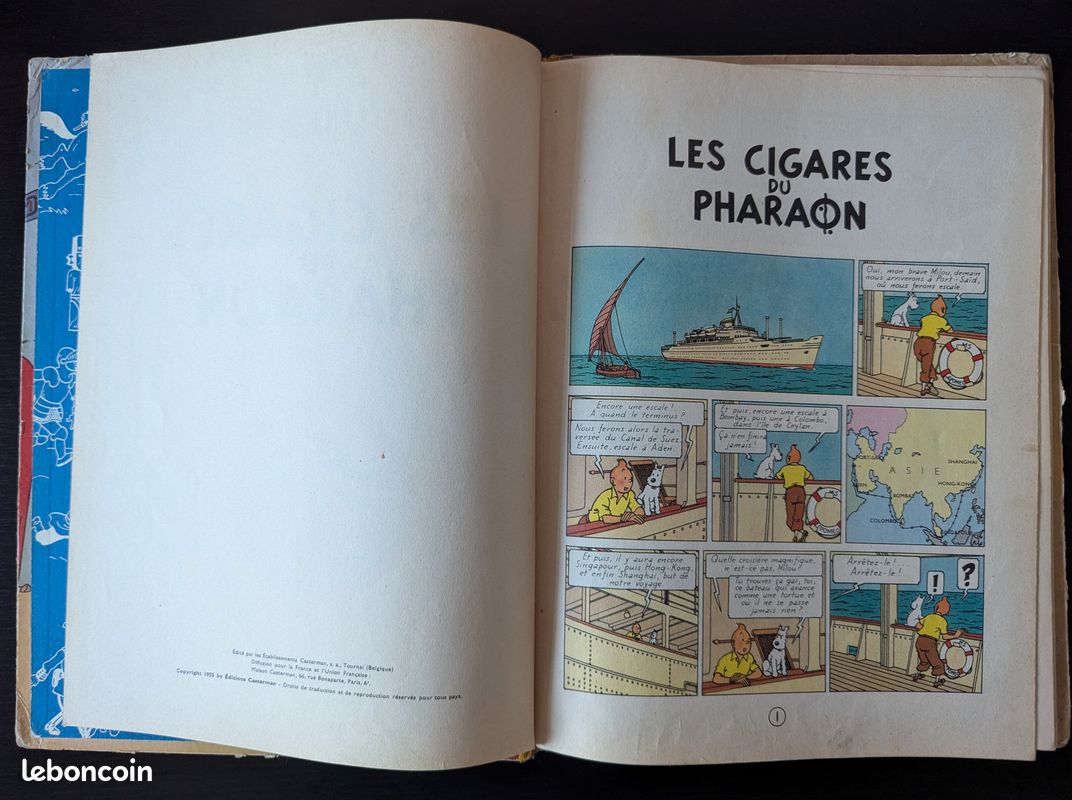 Tintin Les Cigares du pharaon B14 (EO couleurs française 1955) cotée 400 euros (image 10)