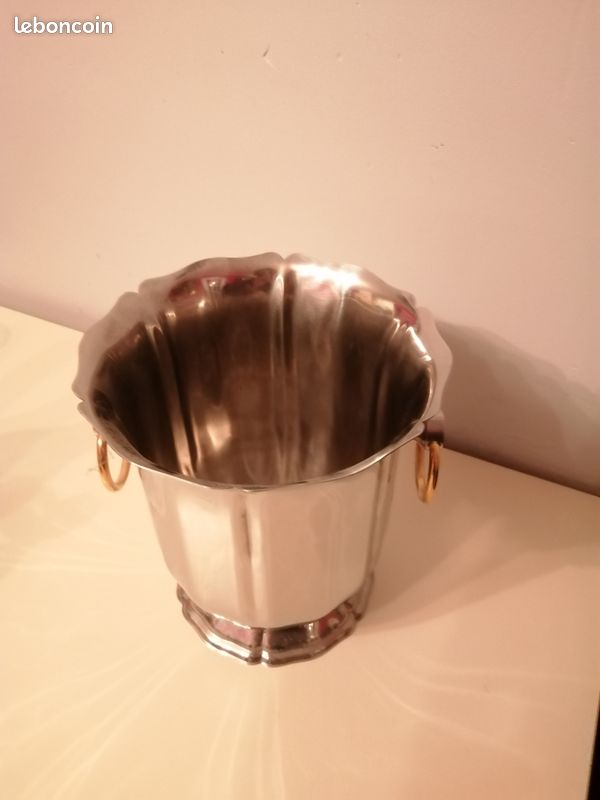 Seau à champagne inox et doré (image 2)