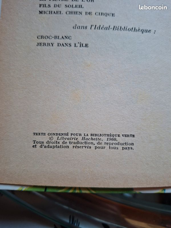 Livre Jerry dans l'île par Jack London. Bibliothèque verte de 1960. Excellent état (image 6)