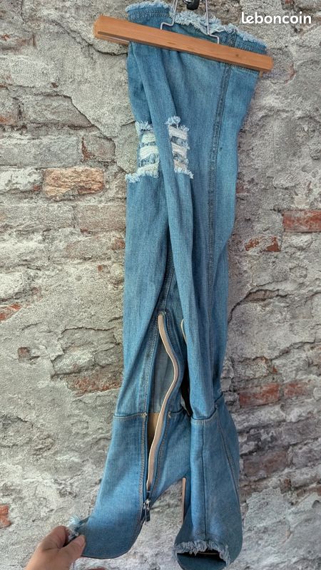 Cuissarde en jean a bout ouvert Chaussures