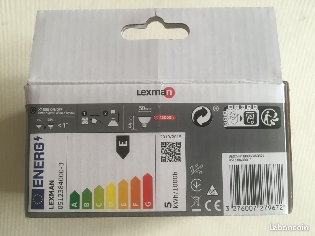 3 ampoules led réflecteur GU5.3, 100 deg, 450 Lm = 35 W, blanc neutre, LEXMAN (image 2)