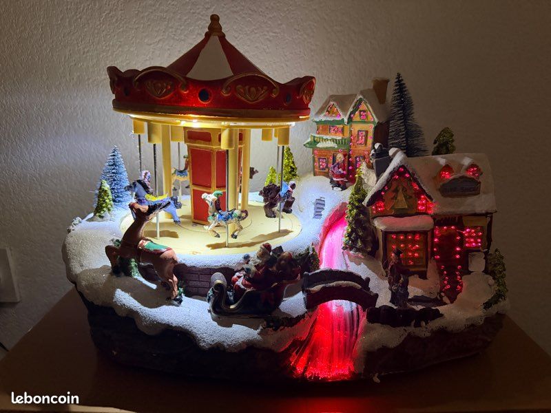 Décoration De Carrousel De Noël – Carrousel Festif Traditionnel En Acrylique 2D | Maison De Village De Noël, Carrousel De Noël, Décoration De Table Pour Intérieur