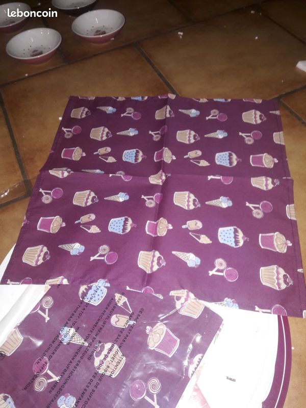 Lot nappe serviette napperon set de table porte serviette baguette couvert+ donne (image 10)