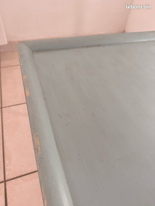 Table basse vintage Indus - Bois massif & Pieds métal "épingle" (image 7)