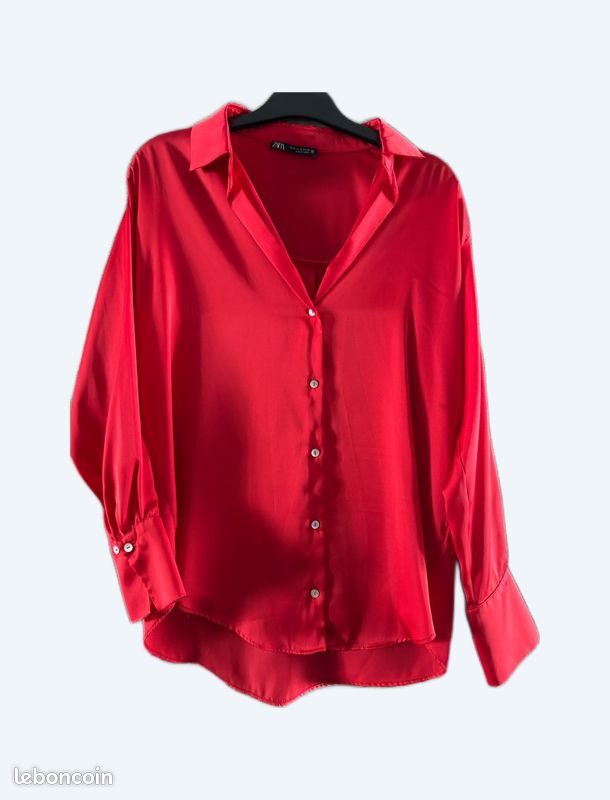Chemisier rouge Zara taille XS (image 1)