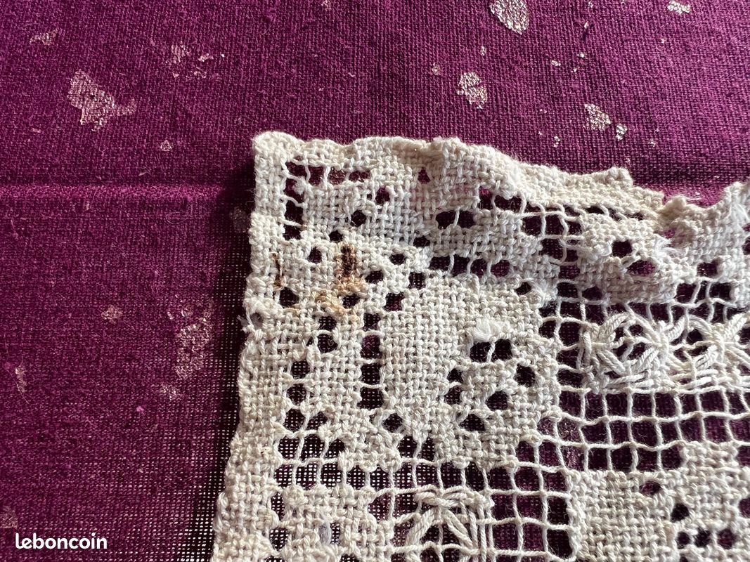 Succession broderie dentelle: set de table 34 x 25 cm - vintage ancien (image 2)