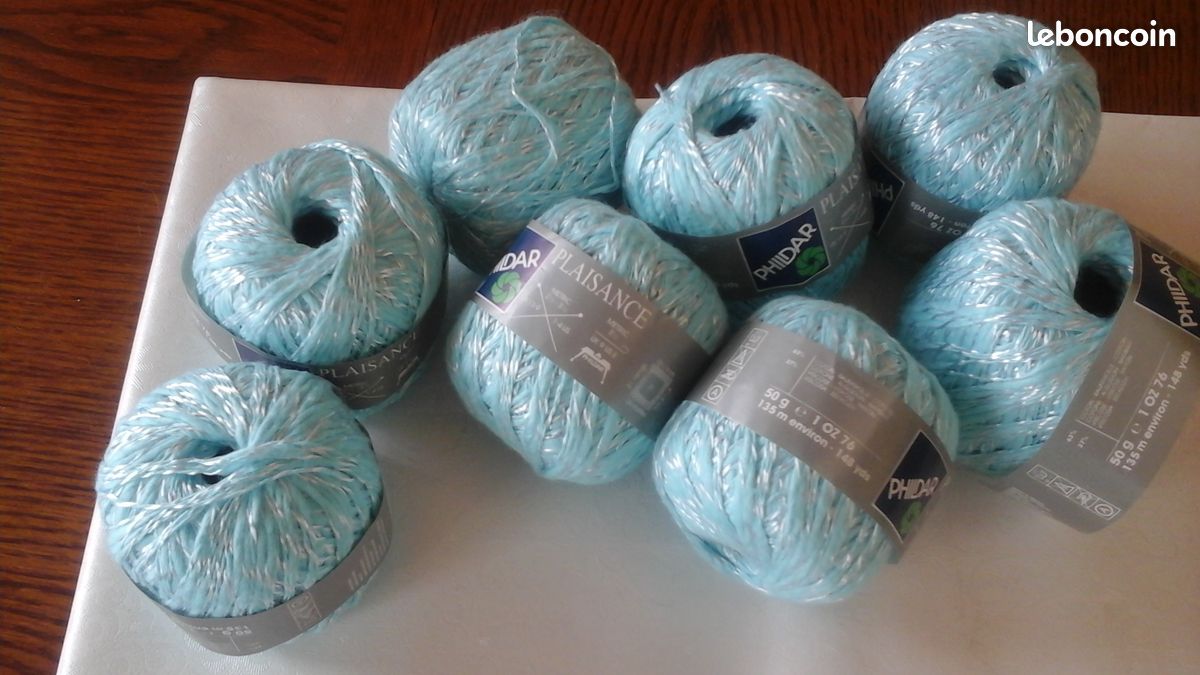 8 pelotes PLAISANCE phildar turquoise (coton) (image 1)