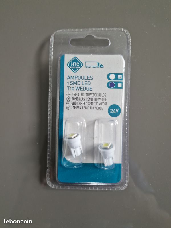 2 Ampoules 1 SMD T10 WEDGE 24V Blanc neuves (image 1)