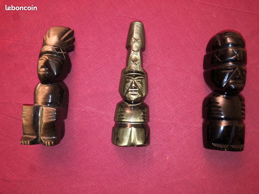 Sculptures statue personnages Maya en pierre noire (image 1)
