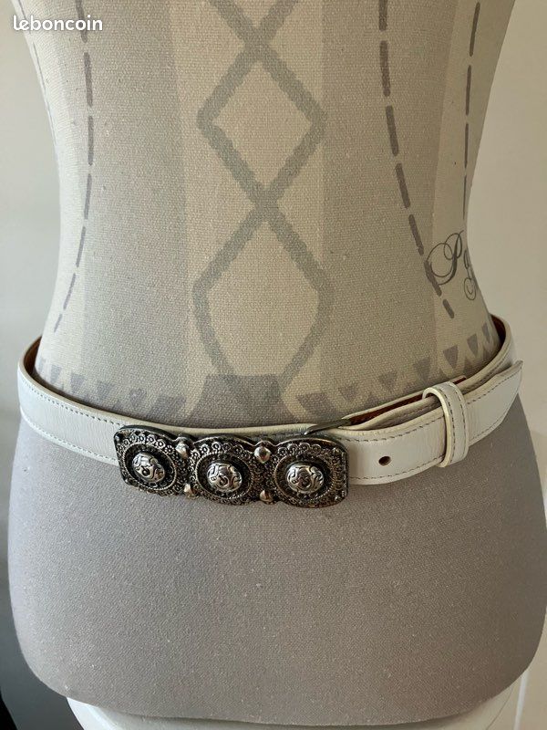 Ceinture en cuir blanc Losco T 75 cm (image 1)