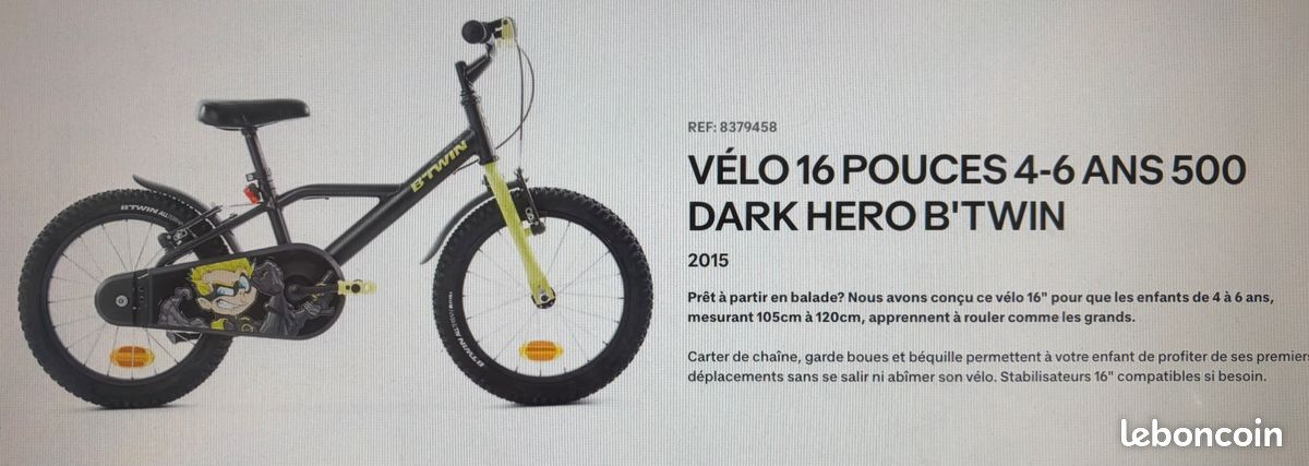 VTT 16 pouces btwin dark hero 500 (image 3)
