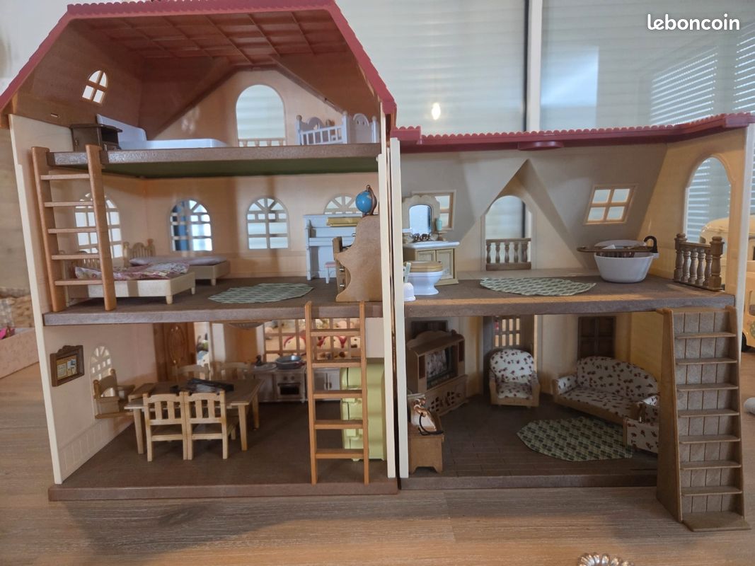 Maison aux 3 histoires et cosy cottage sylvanian + meubles (image 1)