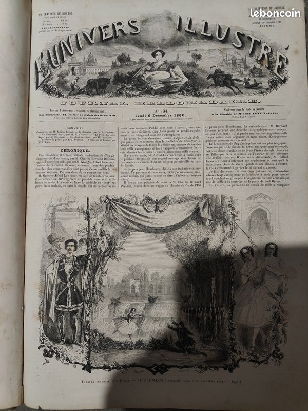 Grand livre ancien L'Univers Illustré 1861 (Tome 4) - Reliure d'époque & Gravures (image 1)