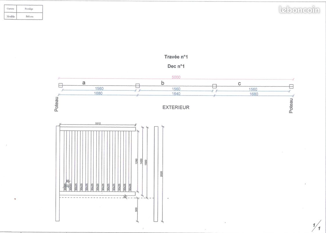 Garde-corps en aluminium gris sablé (image 3)