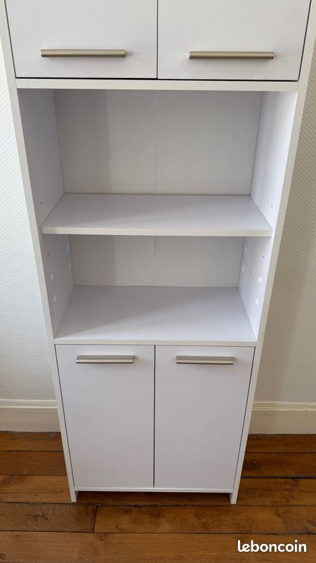 Vicco Meuble Salle De Bain Ilias Blanc 30x95cm - Rangement Avec 5 Étagères