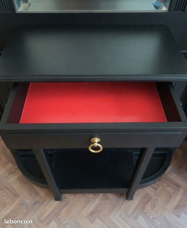 Magnifique Portemanteau/Vestiaire Bois Massif Et Laiton Restauré Peint En Noir (image 4)