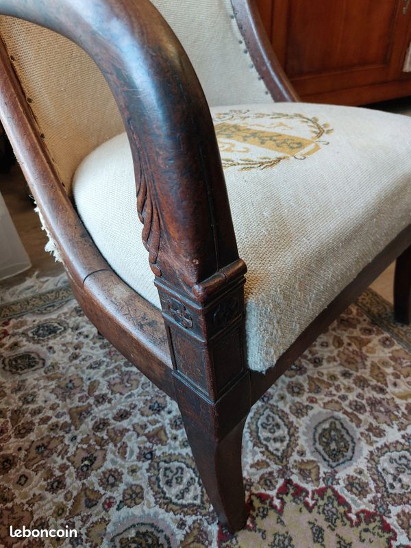 Fauteuil d'époque restauration tapisserie aux points (image 2)