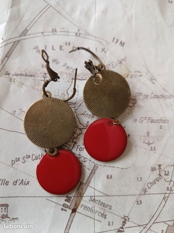 Boucles d'oreilles vaisselle recyclée (image 2)