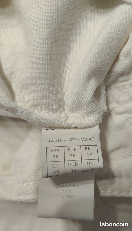 Pantalon lin blanc 38 (image 5)