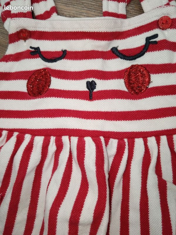 Robe été rayures rouges et blanches DPAM 12 mois (image 2)