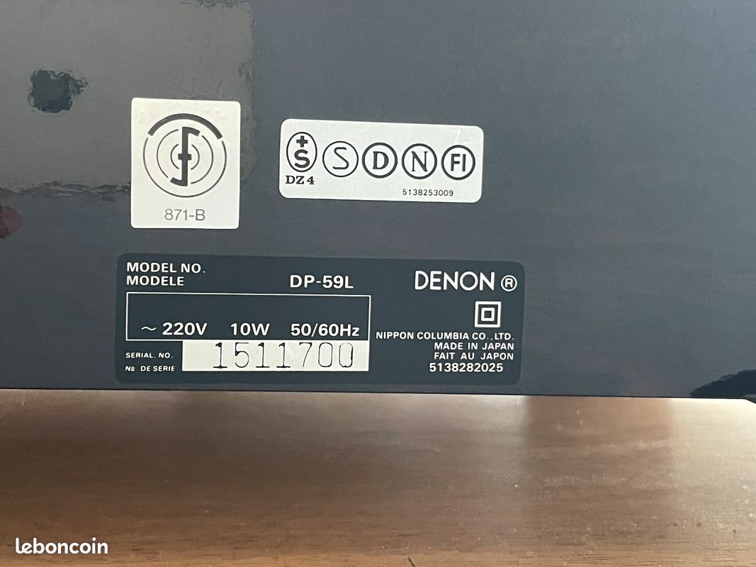 Platine Vinyle Denon DP-59L Direct Drive – Fonctionne – Avec Cartouche Shure M44G
