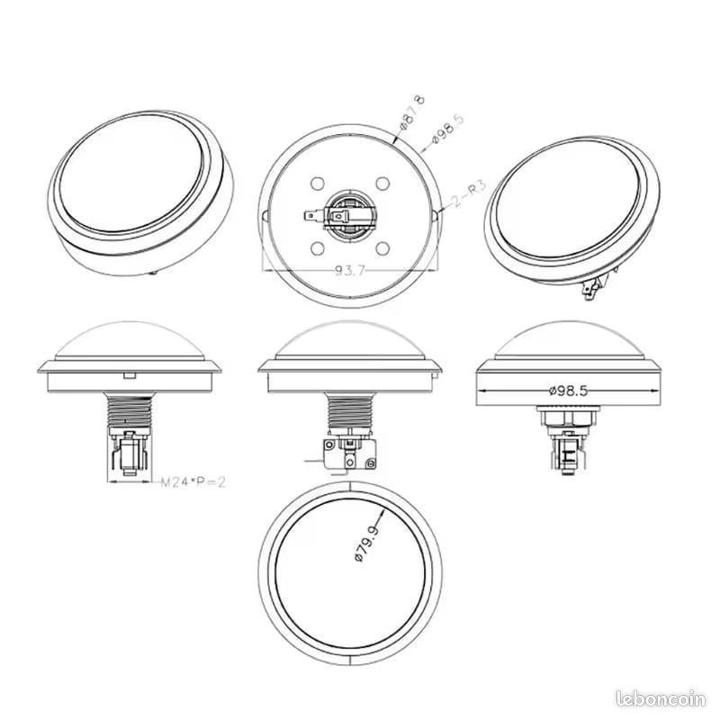 Boutons Arcade LED 32mm Vikye - Bouton Poussoir Arcade LED 32mm - Kit 5 Couleurs (rouge, Jaune, Blanc, Vert, Bleu) - Micro-interrupteur 5V - Pour Manette DIY, Borne D'arcade