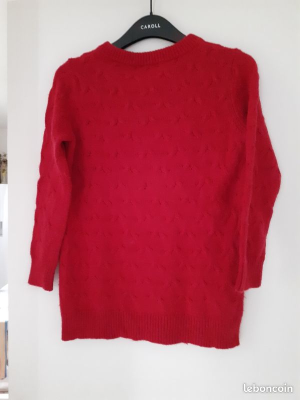 Robe Pull Rouge Manches 3/4 - Taille M - Occasion Très Bon état - Style Asymétrique