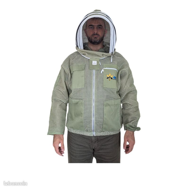 4Bee - Blouson d'Apiculture ventilé (3couches) vert - Voile amovible (image 2)