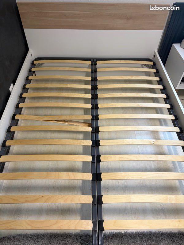 Lit 2 place avec matelas et table de chevet (image 3)