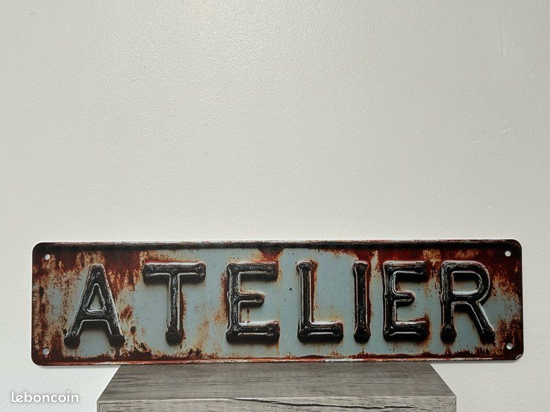 Plaque ATELIER en métal effet rouillé/ décoration/ magasin/ maison/ cave/ garage/ bricolage Effet rouillée, plaque plate sans relief 40×10cm (image 5)