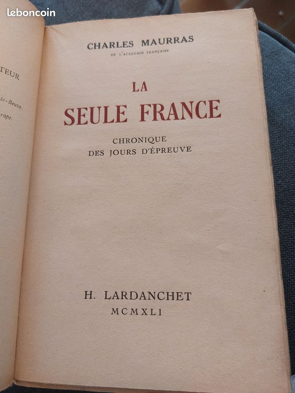 📚 Livre ancien La Seule France de Charles Maurras (1941) 📚 (image 3)