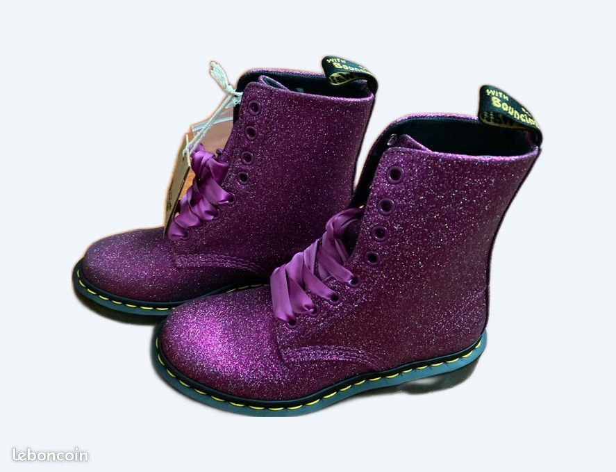 Purple 1460 Pascal Fine Glitter Girls Dr Martens 1460 Pascal Fine