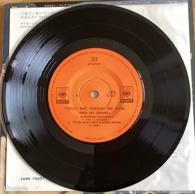 Simon & Garfunkel - Parsley Sage, Rosemary & Thyme - 7" EP 1969 JAPON CBS SONE 70007 EX/EX (image 6)