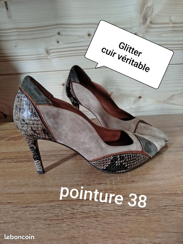 Mocassins Mixt De Pindiere En Cuir Kaki - Pointure 38, Occasion En Excellent état