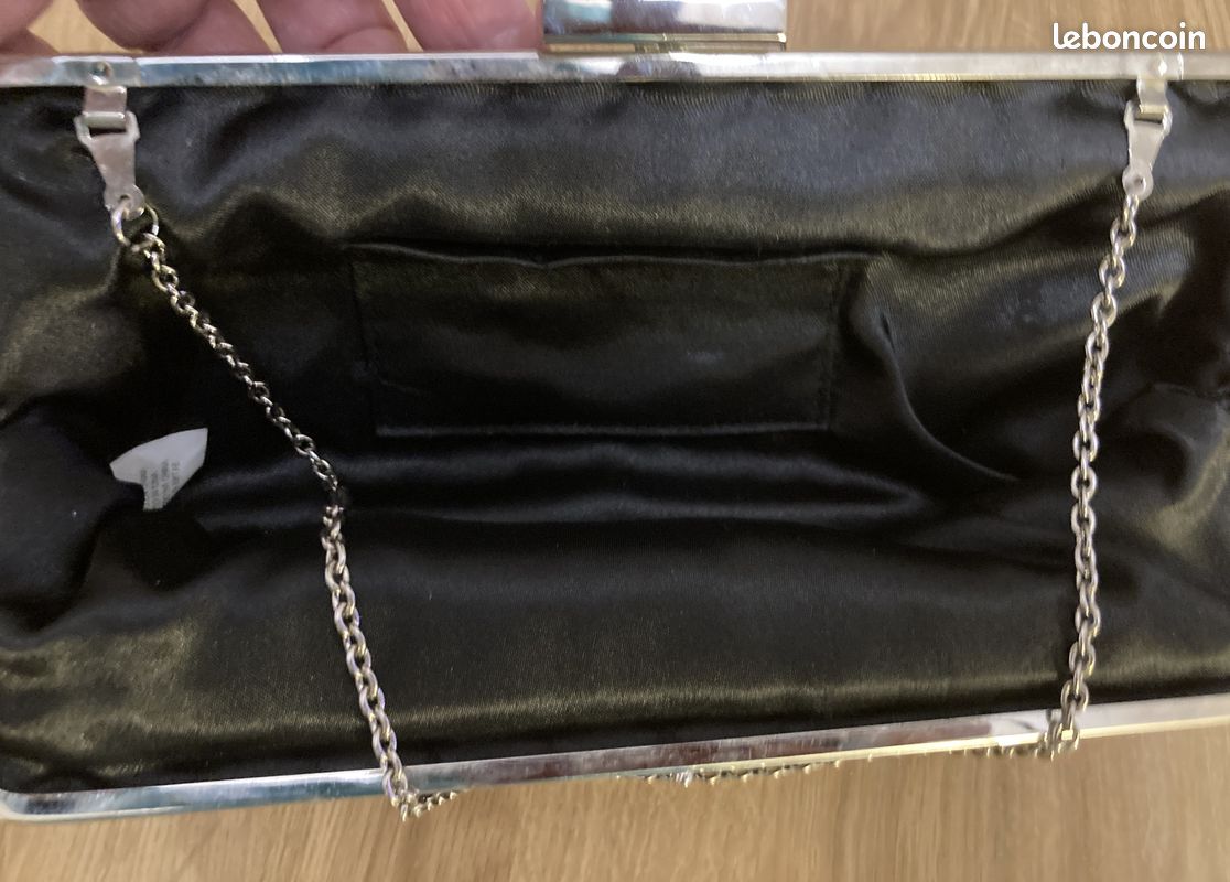 Pochette noire de soirée sequins Alain Manoukian sac mariage