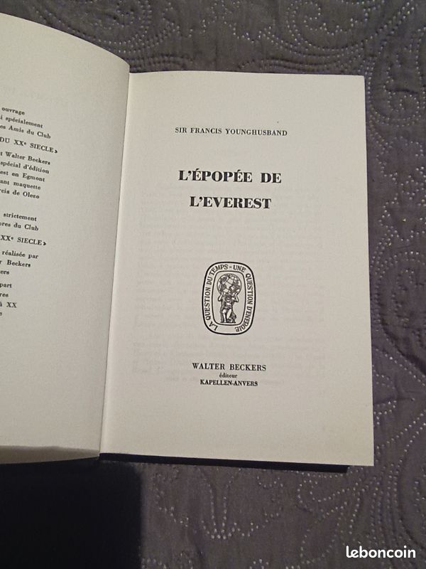 Vends Livre ancien " L'épopée de l'Everest " . Sir Francis Younghusband " (image 1)