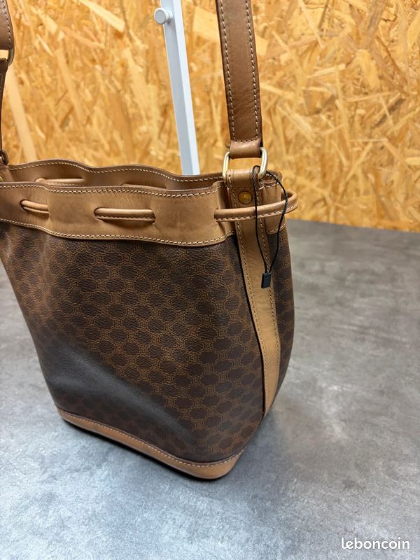 Sac seau en cuir marron Céline Paris monogram vintage 90s #90s (image 4)