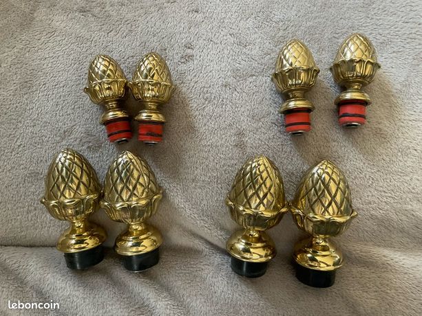 Lot De 2 Embouts De Tringle à Rideaux – Style Louis XVI, Laiton Doré – XIXème (Occasion)