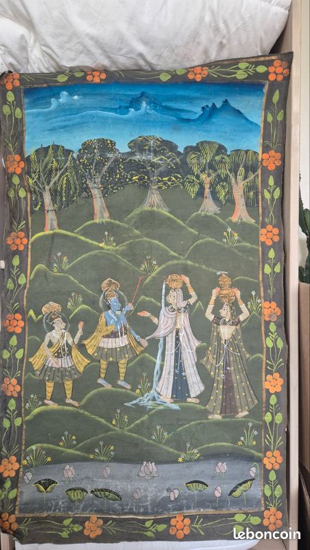 Tenture Murale Indienne Sari Perles Vintage 150cm Décoration Ethnique